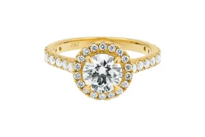 18ct Yellow Gold Lab Diamond Round Halo Engagement Ring 1.04ct IGI Certified