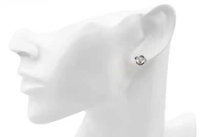 9ct White Gold Diamond Bear Stud Earrings 0.10ct 1.4g