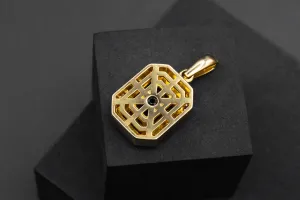 14ct Yellow Gold Diamond And Black Stone  Pendant 3cts