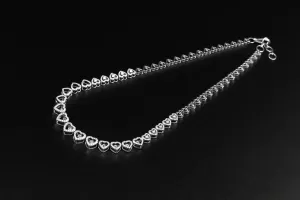 18ct White Gold Lab Diamond Heart Necklace & Earrings Set 3.85ct & 1.36ct