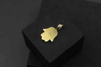 9ct Yellow Gold Diamond Hamsa Pendant 0.45cts