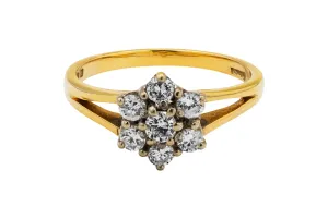 14ct Yellow Gold 'Flower' Diamond Ring 1cts