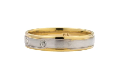 18ct Yellow & White Gold Diamond Wedding Band 0.09ct