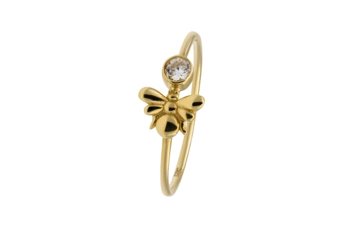 14ct Yellow Gold Bumble Bee Cubic Zirconia Ring Size P 1.2g