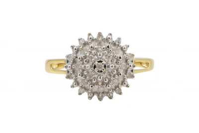 9ct Yellow Gold Flower Design Diamond Ring 0.15ct