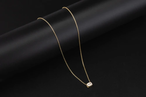 Gold Plated Sterling Silver Lab Grown Emerald Cut Diamond Necklace 0.50ct