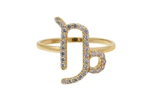 9ct Yellow Gold Capricorn Zodiac Cubic Zirconia Ring 2.60g
