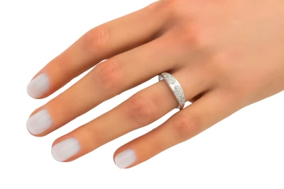 18ct White Gold Micro Pave Diamond Eternity Ring 0.21ct 3.1g