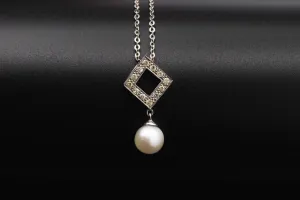 Fresh Water Pearl & Diamond Drop Down Set 0.72ct