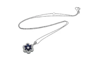 18ct White Gold, Sapphire & Diamond Flower Jewellery Set