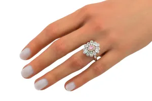 18ct White Gold Rose Cut  & Pink Diamond Ring 1.90ct 5.08g