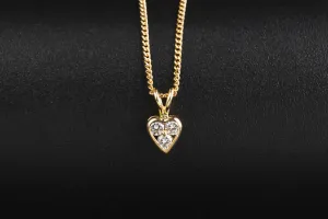18ct Yellow Gold 3 Stone Diamond Heart Necklace 3.56g