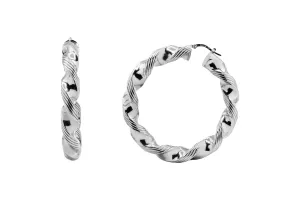 9ct White Gold Twisted Hoop Earrings 13.3g