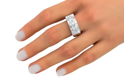 18ct White Gold Baguette & Round Diamond Mens Ring 1.24ct