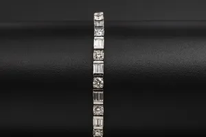 18ct White Gold Diamond Bracelet Baguette & Brilliant Cut 5.05ct