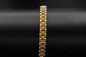 9ct Yellow Gold CZ Presidential Children's Bracelet 20.4g