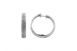 9ct White Gold Diamond Hoop Earrings 3.5g
