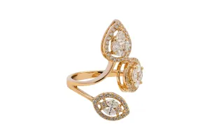 18ct Rose Gold Diamond Flower Ring 1.46ct 5.68g