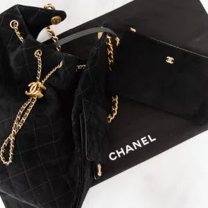 Chanel 25 Medium Black Suede Hobo Bag 2025