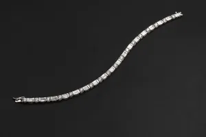 18ct White Gold Diamond Bracelet Baguette & Brilliant Cut 5.05ct