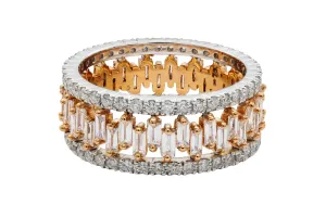 18ct White Gold & Rose Gold Baguette Ring 2.20ct