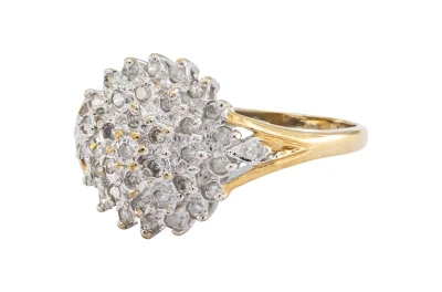 9ct Yellow Gold Diamond Flower Ring