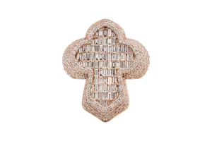 9ct Rose Gold Baguette & Round Diamond Cross Ring 3.71ct