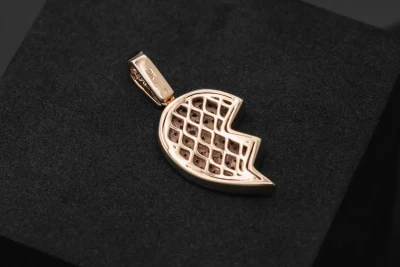 9ct Rose Gold Diamond Right Side Heart Pendant 1.10ct