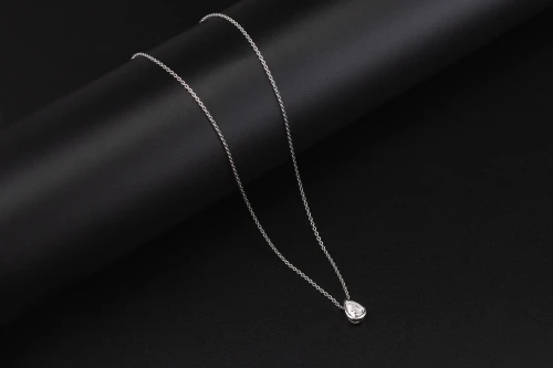 Gold Sterling Silver Lab Grown Pear Cut Diamond Necklace 0.50ct