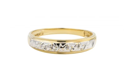 9ct Yellow & White Gold Detailing Ring 1.5g