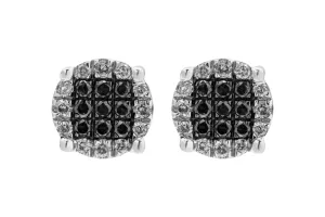 9ct White Gold White & Cognac Diamond Stud Earrings 1ct 3.2g