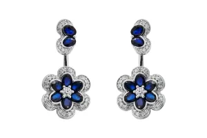 18ct White Gold, Sapphire & Diamond Flower Jewellery Set