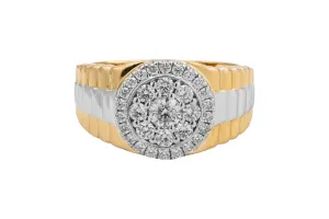 9ct Yellow Gold Diamond Mens Ring 1.05ct