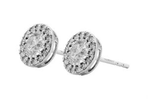 9ct White Gold Diamond Halo Studs 1.00ct 2g