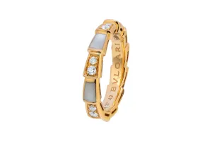 Bvlgari 18ct Rose Gold Serpenti Viper Ring 0.21ct