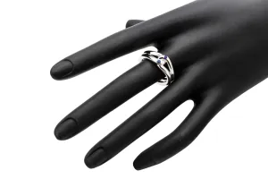 9ct White Gold Crossover Ring With Sapphires