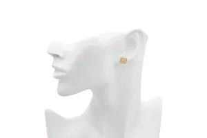 Square Pavé Diamond Stud Earrings in 18ct Yellow Gold 1.8g