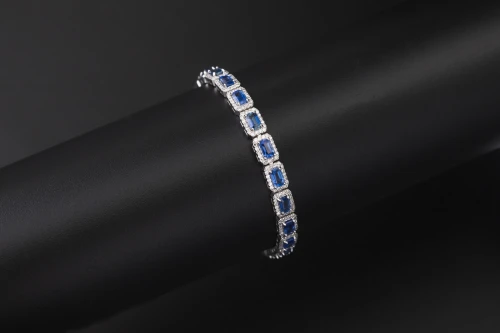 18ct White Gold Diamond & Sapphire Tennis Bracelet 1.90ct
