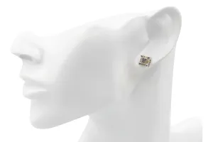 9ct White Gold Black & Yellow Diamond Square Stud Earrings 0.20ct