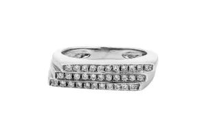 9ct White Gold 3 Row Diamond Ring 0.33ct G/H VS