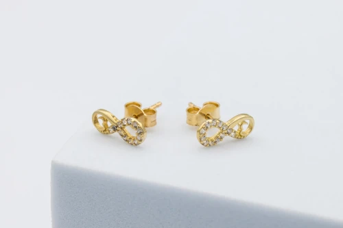 9ct Yellow Gold Cubic Zirconia Infinity Stud Earrings 0.9g