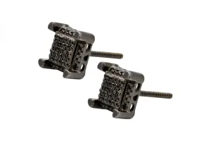 9ct White Gold Black Diamond Black Plated Stud Earrings 0.45ct 2g