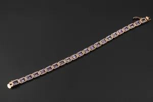 14ct Rose Gold Diamond Bracelet With Purple Sapphires 2.01ct
