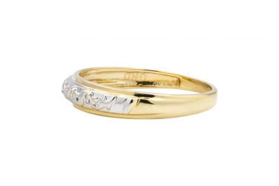 9ct Yellow & White Gold Detailing Ring 1.5g