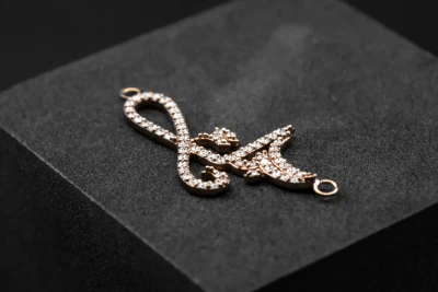 9ct Rose Gold Diamond Pendant Arabic I love you 0.33cts