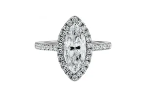 Platinum Marquise Diamond Engagement Ring 2.17ct GIA Certified 6.2g
