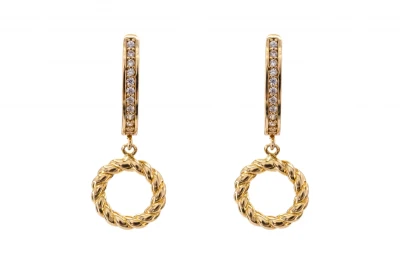 9ct Yellow Gold Cubic Zirconia Earrings 3.3g