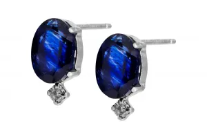Platinum Sapphire And Diamond Stud Earrings 0.02ct