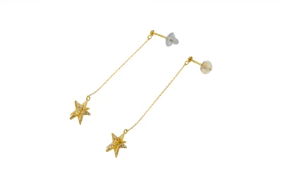 18ct Yellow Gold Diamond Drop Down Earrings 0.09ct