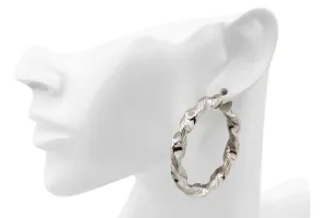 9ct White Gold Twisted Hoop Earrings 13.3g